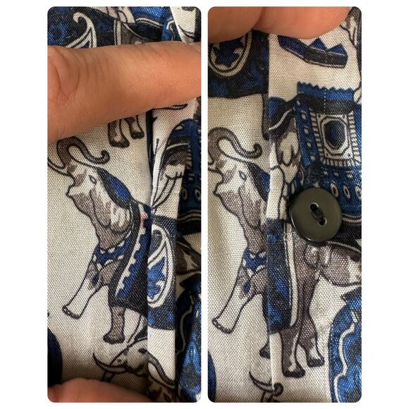 Vintage Thai Silk Elephant Button Up size L - Picture 7 of 7